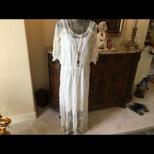 Johnny Was”Love” beautiful cream lace dress M new